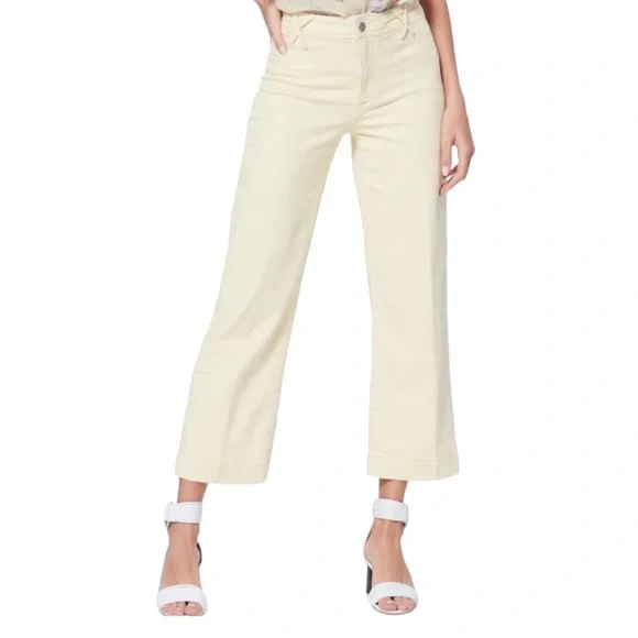 PAIGE Nellie Wide Leg Culotte Jeans in Light Yellow Size 27 - Picture 7 of 16